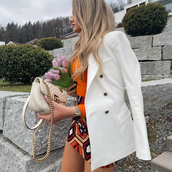 ZARA DOUBLE BREASTED BLAZER GOLD BUTTON - Picture 3 of 14